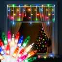 3 Pack Christmas Window Icicle Lights 3FT 50 Bulbs, Ideal for Most U.S. Standard Windows, Indoor String Lights for Window Decor, UL Certification (12 Random Twinkling Style,Multicolor)