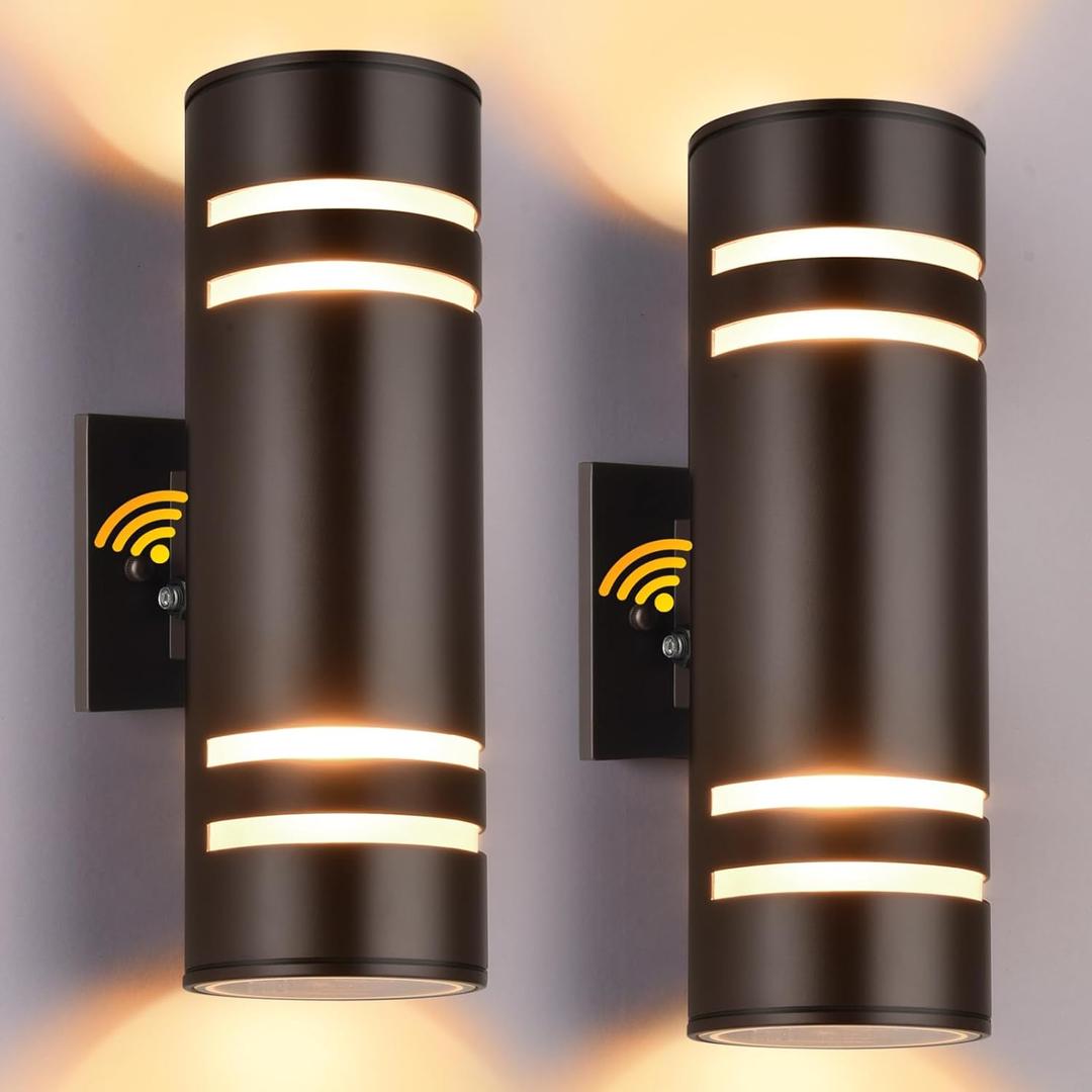 Housen Solutions Dusk to Dawn Outdoor Wall Lights 2 Pack, Waterproof Exterior Lighting Fixtures, Up Down Porch Light Outside for House Garage, Bronze