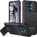 S25 Ultra Case Compatible for Samsung Galaxy S25 Ultra 5G, Slide Camera Cover Lens Protection, Military-Grade Shockproof Phone Case with Kickstand Rugged Protective Cover for Samsung S25 Ultra (Black)