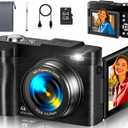 4K Digital Camera for Photography- 50MP Autofocus Vlogging Camera with 2.8" 180 Flip Screen, 16X Digital Zoom- Compact Point and Shoot Camera with 64GB SD for YouTube, Travel, Beginners