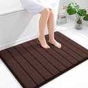 OLANLY Memory Foam Bath Mat 40x32, Super Soft Absorbent Bathroom Rugs, Quick Dry, Machine Washable Shower Floor Rugs, Bathmat Carpet, Bathroom Home Decor Accessories, Brown