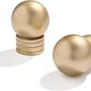 TOWN & COUNTRY BASICS Modern Sphere Single Indoor Curtain Rod and Finial Set, Easy Install Wall Mount, Matte Gold, Adjustable 36”-72”