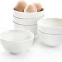 AntoKueh White 4.5in Small Ceramic Bowls, 12 OZ Cereal Bowls Set of 6 for Dessert, Rice, Jello, Pudding, Yogurt, Dishwasher/Microwave safe