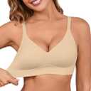 Bras for Women Womens Wireless Full Coverage Comfortable Sleep Everyday Bra with Extender, Beige M