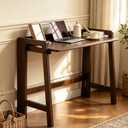 31.5" Walnut Folding Desk, Elegant Computer Table for Living Room, 31.5in