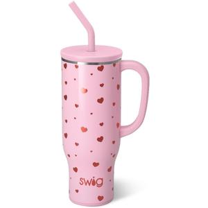 Swig Life 30oz Mega Mug, 30oz Tumbler with Handle and Straw, Large Insulated Tumblers, Cup Holder Friendly Travel Mug, Stainless Steel 30 oz Tumbler, Reusable Insulated Water Bottle (Sweethearts)