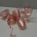 12 PCS Pink Plastic Wine Glasses with Removable Stems 13.5 Oz Pink Ribbed Wine Glasses Square White Wine Glass Muted Pastel Colors Goblets Elegant Fluted Glassware for Wedding Anniversary Birthday