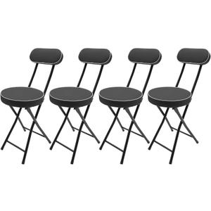 4 Pack Folding Stool 30" Cushioned Padded Folding Stools Portable Chair Stool with 275LBS Load & Backrest Round Chair for Outdoor, Indoor, Kitchen, Camping, Fishing (Black)