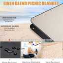 G GOOD GAIN Picnic Blanket Waterproof, Linen Feel Outdoor Blanket Extra Large - Foldable Beach Mat with Carry Strap for Camping, Park, Travel (White Flower)