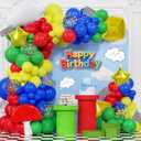 Colorful Balloon Garland Kit Red, Blue, Green, Yellow Latex Balloon with Cloud, Mushroom, Star & Square Balloons for Cartoon Carnival Birthday Party Decorations
