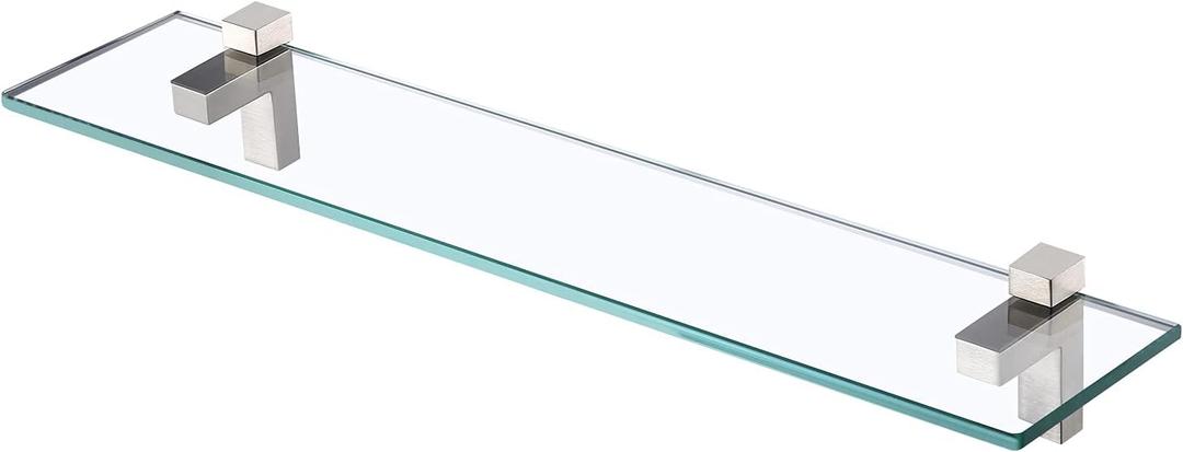 KES 24-Inch Bathroom Glass Shelf, 8mm Tempered Glass, Brushed Finish