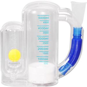 Incentive Spirometer (WHITE02), Breathing Exercise Device for Lungs, Breathing Trainer for Adults, 5000ml Volume Measurement with Flow Rate Indicator
