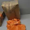 ChiXpace Fluffy Queen Comforter Set - Furry Burnt Orange Leaves Pattern Faux Fur Bed Set, Winter Ultra Soft Fuzzy Comfort Set, Velvet Bedding Set for Bed with 2 Pillow Cases