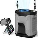 Portable 4-in-1 Waist/Neck/Desk Fan with Phone Stand & LED Light | 10000RPM Ultra-Fast Cooling, 4-Speed Rechargeable Battery | Lightweight for Indoor, Outdoor, Camping, Makeup(Grey)