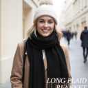 YSense Winter Scarf for Women, Fashion Long Plaid Scarves Warm Big Tartan Blanket Wrap Shawl Ladies Gifts (Elegant Black)