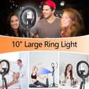 Auto Face Tracking Self Stick Tripod for iPhone with 10" Ring Light Hands-Free 360Adjustable 70.9 Inch Smart Phone Stand with Remote for Content Creator Vlog Video Recording