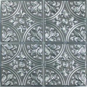 RoomMates TIL4624FLT StickTiles Silver Tin Peel and Stick Tile (4 Tiles, 10.5 inch x 10.5 inch Each)