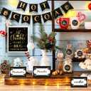 49 Pcs Hot Chocolate Bar Decoration Kit Hot Chocolate Bar Table Signs, Folding Labels, Large Black Gold Coffee Cup Tags Stickers,Cocoa Banner, Party Supplies for Christmas, New Year, Chocolate Party