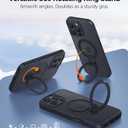 FNTCASE for iPhone 16 Pro-Max Case: [360 Spin Magnetic Stand] [Compatible with Magsafe] [Screen Protector] Translucent Matte Military Grade Shockproof Full Camera Protective Phone Cover - Black