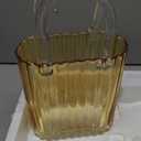 Purse Vase, Glass Bag Vase, Glass Purse Vase for Flowers, Amber Glass Vase, 11.2 Inch Large Glass Flower Vases, Ribbed Vases for Wedding, Living Room, Bedroom, Table, Office