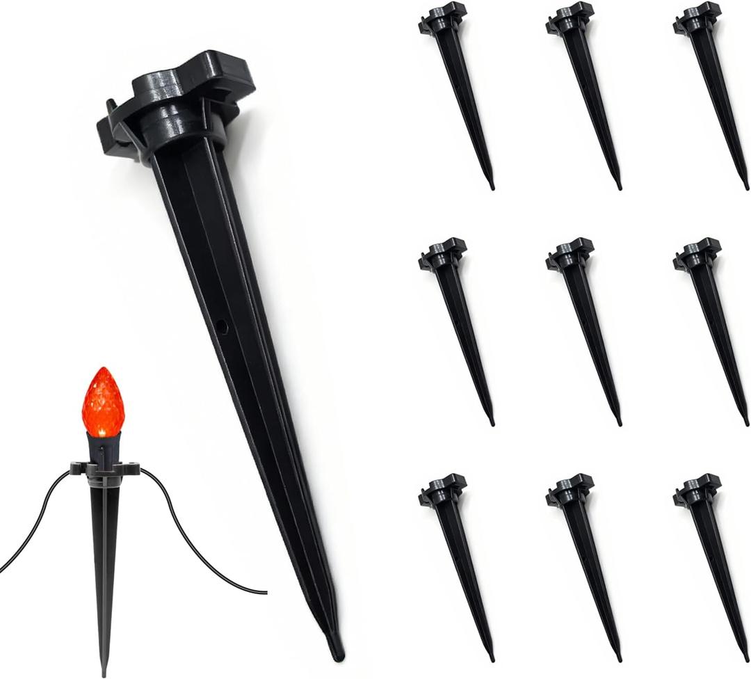 100 Pack Christmas Light Stakes, 4.5 Inch Lighting Stakes for C7 C9 Christmas Lights Outdoor, Yard Stakes,Garden,Lawn,Pathway, Patio, Path, Walkway, Christmas Decoration Black