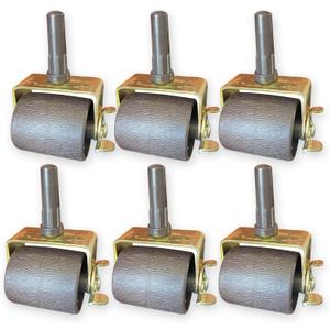 Heavy Duty Steel Stem Bed Frame Wheels Casters Rollers with Socket Sleeve Inserts, Set of 6 Locking (Dark Brown)