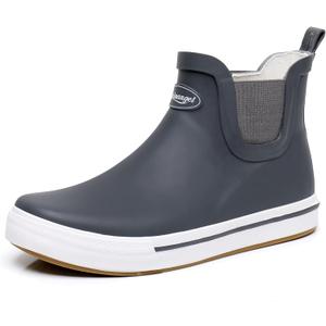 RAINANGEL Rain Boots for Women and Men,Unisex Ankle Rain Shoes Anti-Slipping Rainboots with Comfortable Lightweight Garden Rubber Rain Boot and Outdoor Work Shoes,Waterproof Fishing Deck Boots (Grey) 9
