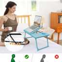 Lap Desk for Couch/Sofa/Floor, 5-Angle Adjustable Bed Desk with Foldable Legs &Cup Holder, Light Weight Bed Tray Table for Writing/Eating/Reading, Portable Laptop Stand for Adults, Kids