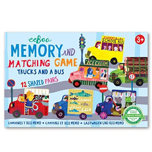 EeBoo: Memory and Matching Game- Little Trucks and a Bus- 24 Pairs, Develops Recognition, Concentration & Memory Skills, Age 3+