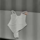 FeelinGirl Shapewear Bodysuits for Women Tummy Control Body Suits Deep V Neck Thong Body Shaper (Small, White)