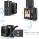 5K Digital Camera with SD Card 32GB, Vlogging Video Camera for Photography, 3'' 180 Flip Screen Travel Cameras Portable Instand Compact Camera for Beginner Teens Waterproof 18X Zoom (Black)