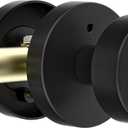 Matte Black Door Knobs Interior Black Privacy Door Knob with Lock, Heavy Duty Round Vintage Door Handle for Bedroom Bathroom (1 Pack Privacy)