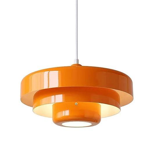 Multilayer Metal Shade Pendant Light Fixture, Indoor Decor Modern Colorful Ceiling Hanging Light for Bedroom Dinning Table Kitchen Island Living Room Suspension Lighting (Color : Orange)