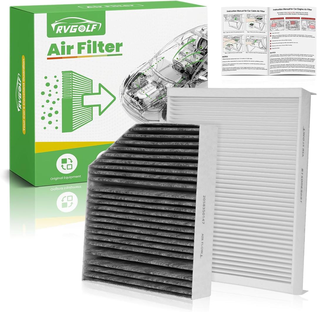2PCS Cabin Air Filters Fit for 2015-2023 Mercedes C300, 2016-2022 GLC300, 2017-2019 E300, 2020-2023 E350, 2021-2023 E450 Replacement External & Internal Car Accessories 2058350147 1668300218