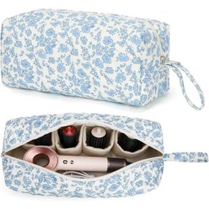 Travel Hair Tool Bag Compatible with Dyson Airwrap and Shark Flex Style Carrying Case, Floral Portable Hair Dryer Bag Organizer