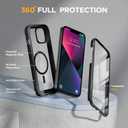 Miracase for iPhone 13 Case 6.1'',Full-Body Magnetic Clear Bumper Case with Built-in 9H Tempered Glass Screen Protector,Military Drop Protection Outdoor Phone Case,Black