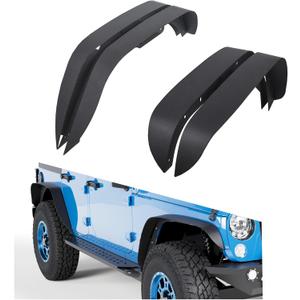 HECASA Front&Rear Fender Flare Compatible with 2007-2018 Jeep Wrangler JK JKU Unlimited (2/4 Doors), Full Mud Flaps Guards Fender Extensions Kit 4Pcs