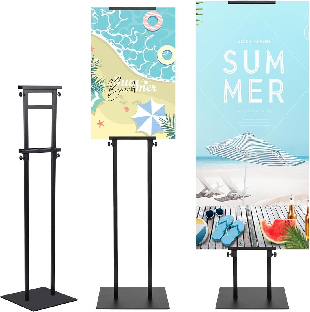 Poster Stand Heavy Duty - Adjustable Poster Stands for Display Foam Board, Double Sided Pedestal Floor Standing Sign Holder Height Up to 80 Inch, 1 Pack