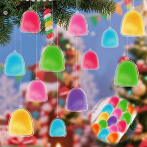Soulchen 24 Pcs Christmas Gummy Ornament Acrylic 8 Colors Fake Candy Christmas Tree Ornaments Sugar DIY Xmas Decor with Rope for Xmas Tree Treat Corner Party Hanging Decorations(Candy)