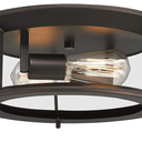 Emliviar Industrial Ceiling Light, Vintage 2-Light Flush Mount Ceiling Light Fixture, Oil Rubbed Bronze Finish, YE19108-F2 ORB