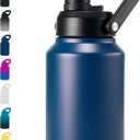 Fijinhom Insulated Half Gallon Jug, Large 64oz Stainless Steel Insulated Water Bottles with Handle, Double-Wall Vacuum Insulation for Construction Sites, Camping and Hiking, Blue