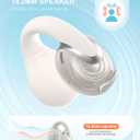 Open Ear Clip Wireless Earbuds Bluetooth 5.4, Lightweight Comfort Sports Bone Conduction Headphones Built-in Mic for Clear Audio, Stable Fit Earphones 24H Play-Beige