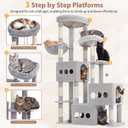 Gitelsnour Sturdy Cat Tree Tower, 3 XXL Condos for Large Adult Cats GCT036W
71.7'' Heavy Duty Cat Tower with Sturdy Base, 10 Scratching Posts & 3 Platforms for 20 lbs+ indoor Cats, Light Gray