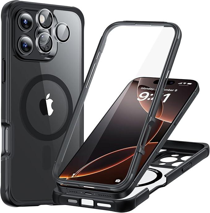 ESR for iPhone 16 Pro Case, Compatible with MagSafe, FullBody MilitaryGrade Drop Proof Case with Builtin 9H+ Tempered Glass Screen Protector, Armor Series, Clear