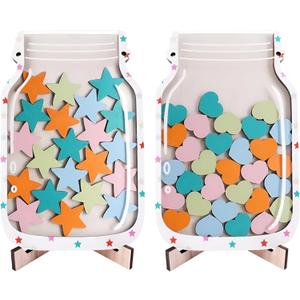2 x 2 Pack Magnetic Reward Jar for Kids Star and Heart Incentive Jars for Classroom Toddlers Potty Training Reward Home Training for Boys Girls,Star and Heart
