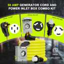 50 Amp Generator Cord 15FT and Power Inlet Box, NEMA 14-50P Male to SS2-50R 125/250V Twist Lock Connector with Pre-Drilled NEMA SS2-50P Generator Inlet Box for Generator to House, ETL Listed