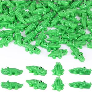 Geelin 100 Pcs Mini Alligator Figurines Bulk Mini Resin Crocodiles Figurines Small Alligator Figure Resin Tiny Animals for Dollhouse Landscape Aquarium Garden Desktop