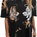 Avanova Women Tigers Graphic Oversized Tee Top Short Sleeve Loose Crewneck Summer T-Shirt,3XL