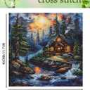 Xinpinzhou River 11ct Cross Stitch Kits, 11 CT Funny Pre Printed Counted Stamped Cross Stitch Embroidery Needlepoint Cottage Patterns Kits for Beginners Adults Crossstitch 40 x 40 cm