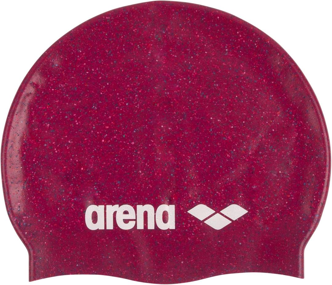 Arena Classic Unisex Soft Silicone Swim Cap for Women and Men, Intensive Training Comfortable Non-Slip Long Hair Swimming Hat (Ruby/Multi)